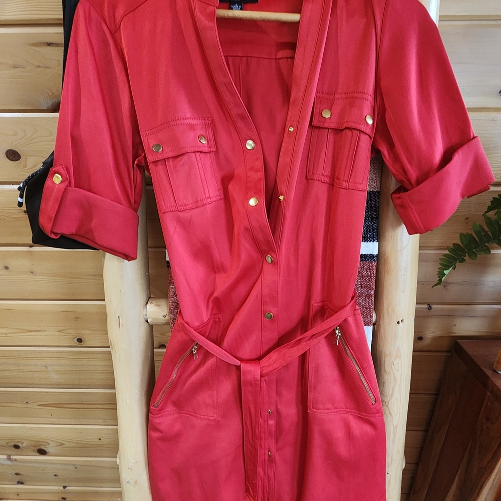 Sharagano Red Button-Down Dress